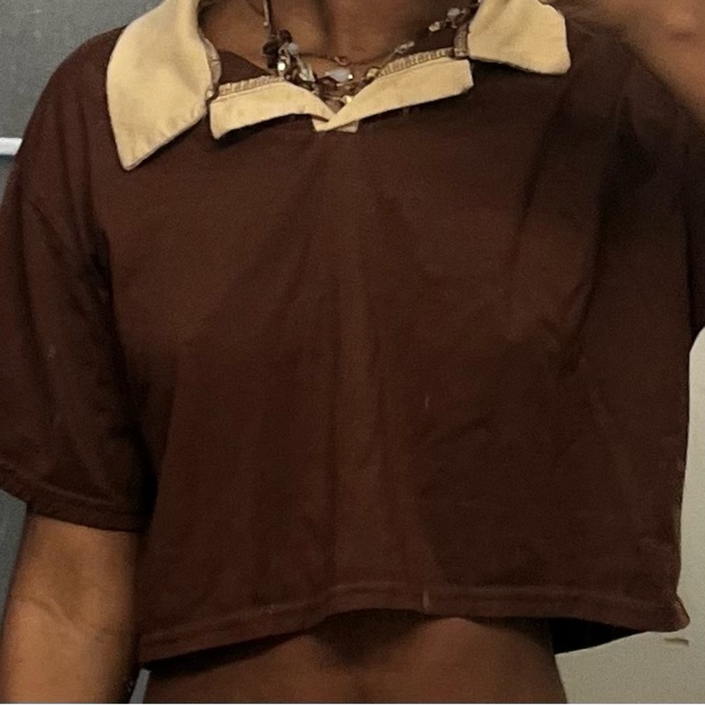 ROMWE Brown and Tan Crop Top